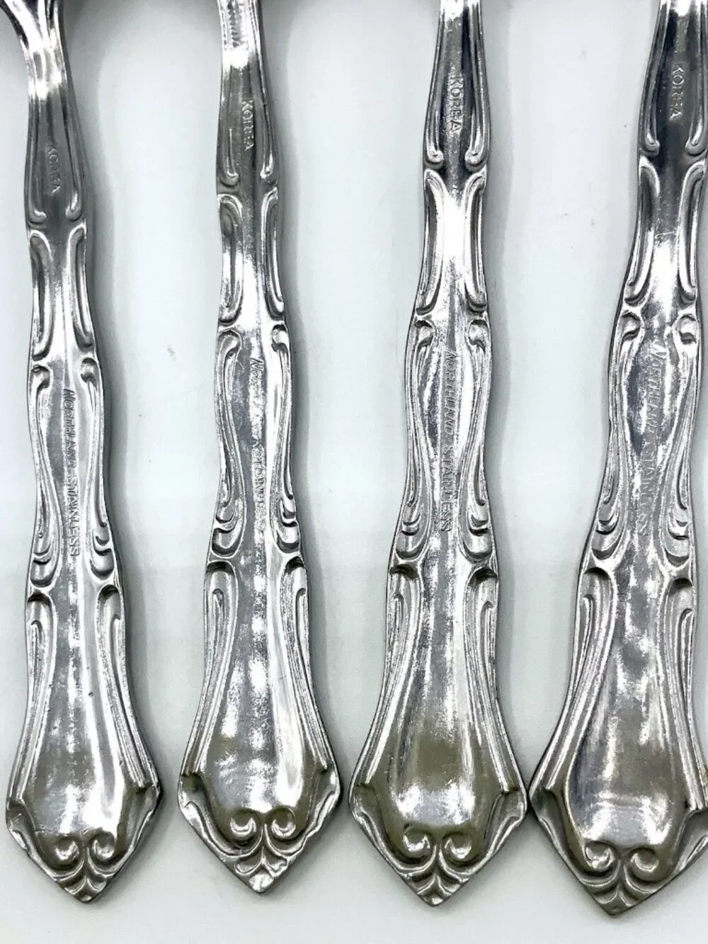 Vtg Oneida Stainless Salad Fork Tea Spoon Northland Carlyle Flatware Korea 8 Pc